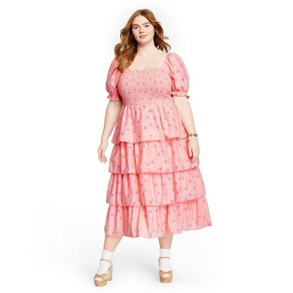 Pink Floral LoveShackFancy Ruffle Dress
